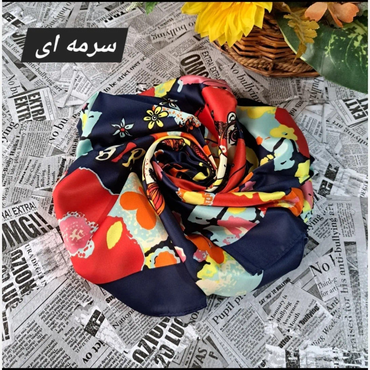 مینی اسکارف ابریشم طرح باربی ابعاد 76 در 76 رنگی
