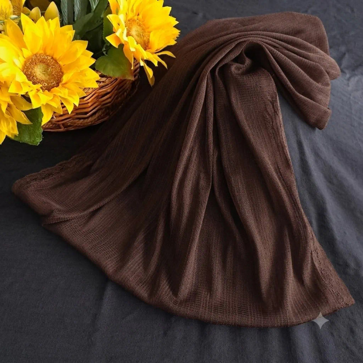 شال رینگی تور ساده و راه راه دور گیپور مشکی سرمه ای و قهوه ای سایز 100 در 50 سانتیمتر