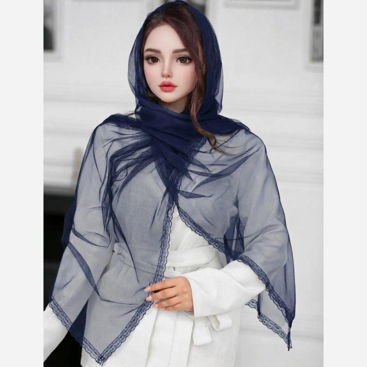 شال مجلسی زنانه دور گیپور مشکی سرمه ای قهوه ای سایز 170 در 50 سانتی متر