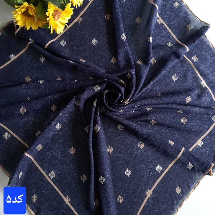 روسری نخی کشمیر قواره 140 مدل برگ دور دست دوز