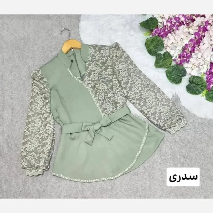 شومیز زنانه مجلسی مدل گلوریا جنس مازراتی و گیپور مزون دوز