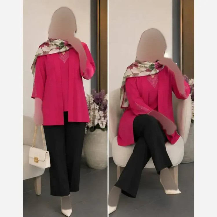 شومیز دوتیکه نگین کاری الیزه درجه یک