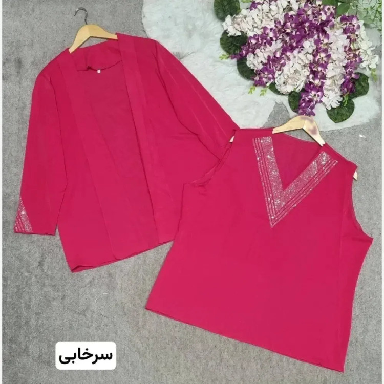 شومیز دوتیکه نگین کاری الیزه درجه یک