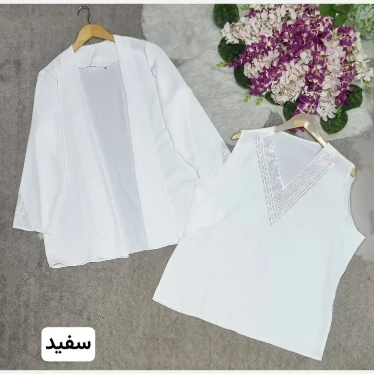 شومیز دوتیکه نگین کاری الیزه درجه یک