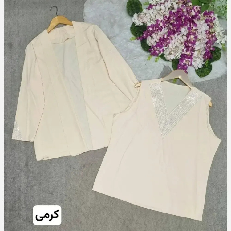 شومیز دوتیکه نگین کاری الیزه درجه یک