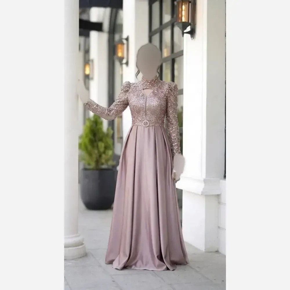 لباس مجلسی زنانه مدل سیندرلا جنس شاین و ساتن قد 150