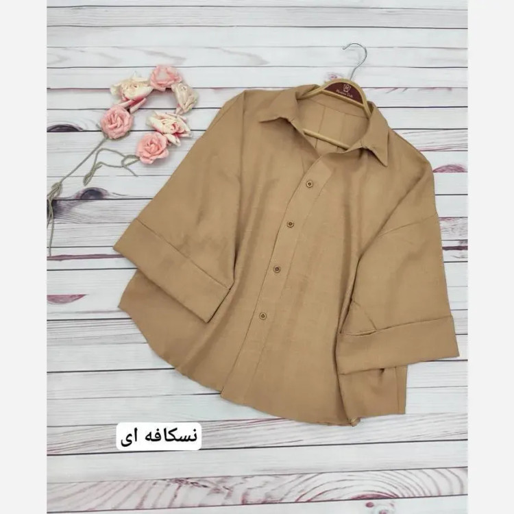 شومیز باکسی شانتون کنفی اندونزی جلو دکمه آستین پاکتی فری سایز