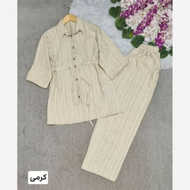 ست شومیز و شلوار زنانه شانتون ریلی فری سایز جیب دار
