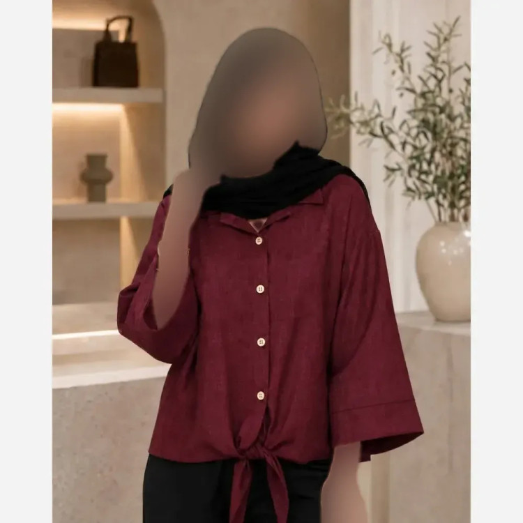 شومیز گره ای زنانه جنس سوپر شانتون درجه یک فری سایز