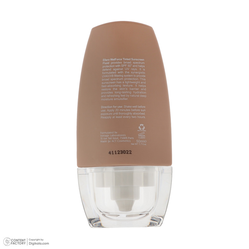 فلوئید ضد آفتاب رنگی صورت الارو SPF 50 مدل Wetforce محافظ در برابر اشعه UVA و UVB مناسب برای پوست چرب و مختلط حجم 50 میلیلیتر