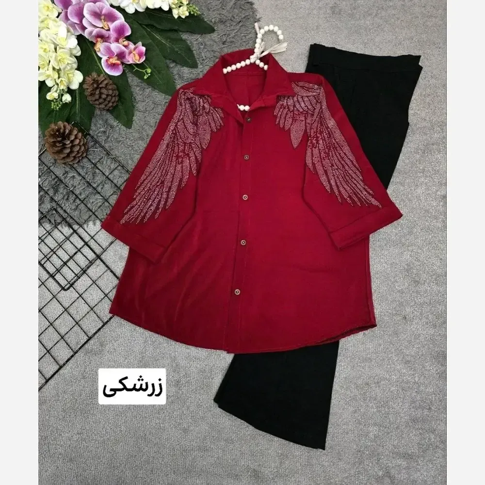 شومیز زنانه مجلسی مدل نیلوفر جنس الیزه فری سایز