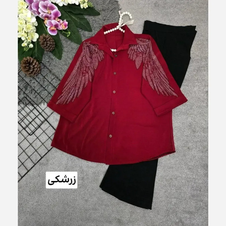 شومیز زنانه مجلسی مدل نیلوفر جنس الیزه فری سایز