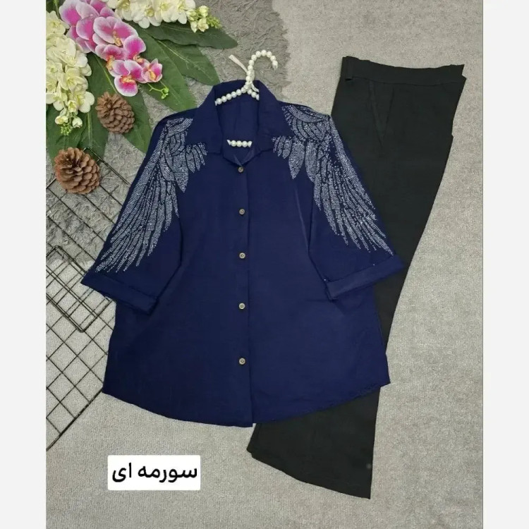 شومیز زنانه مجلسی مدل نیلوفر جنس الیزه فری سایز