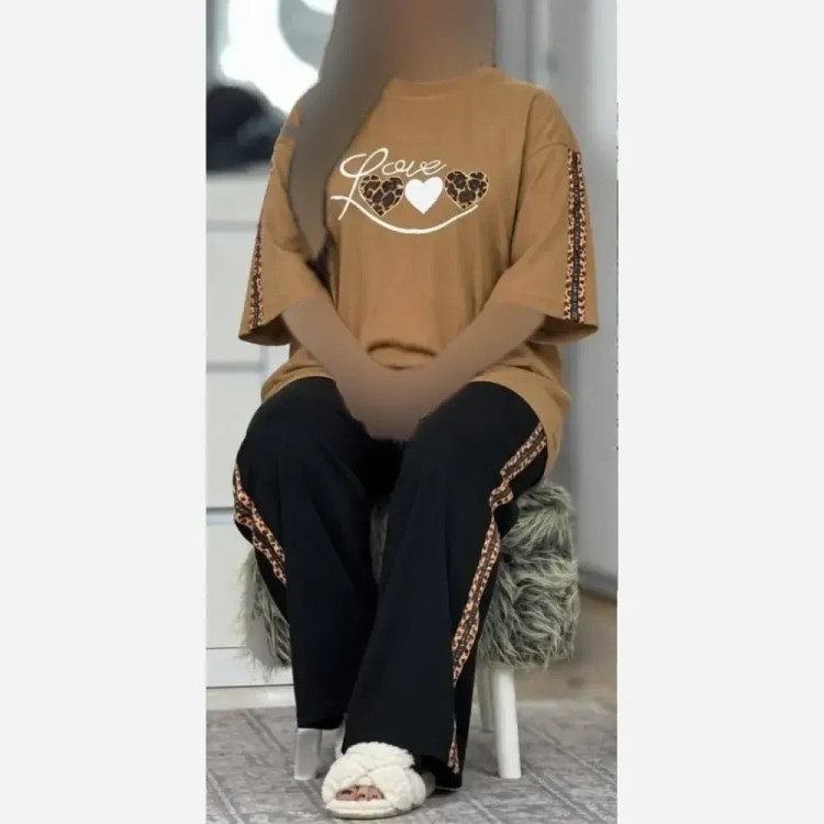 ست تیشرت و شلوار نخ پنبه گلکسی پرمون فری سایز