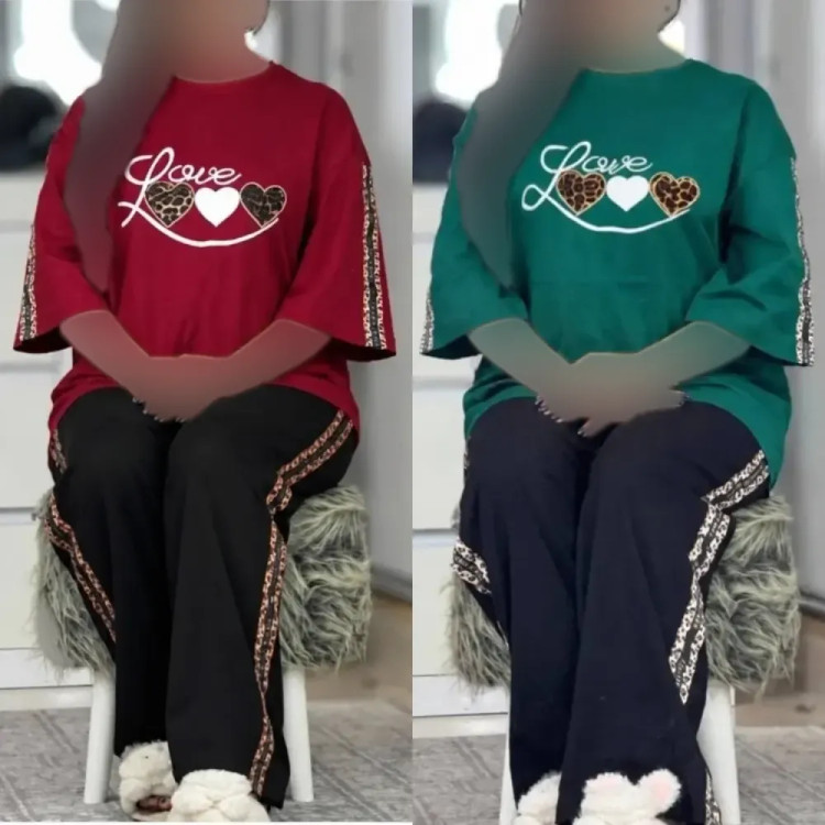 ست تیشرت و شلوار نخ پنبه گلکسی پرمون فری سایز