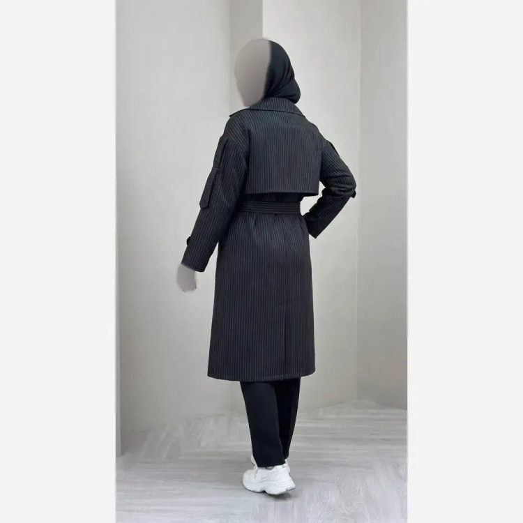 مانتو دیپلمات زنانه مدل حدیث جنس پرشیا دیپلمات پرومکس رنگ مشکی و سرمه ای فری سایز