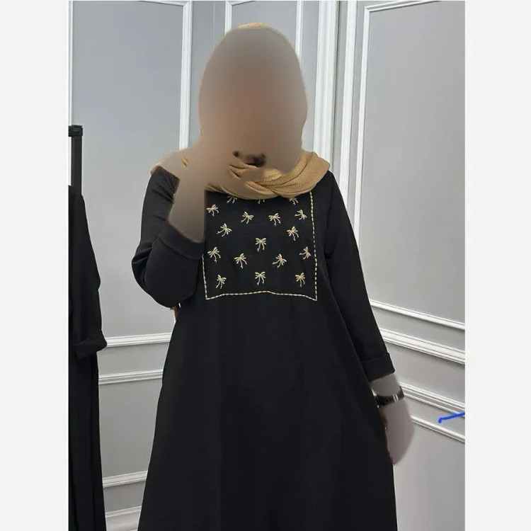 کفتان گلدوزی زنانه جنس شانتون رنگ مشکی فری سایز