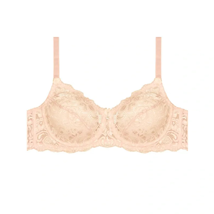 سوتین زنانه تمام دانتل فنردار دستک پرلون برند لین سایز B