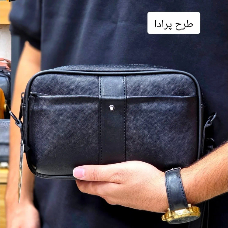 کیف دستی و دوشی مردانه مونت بلانک چرم صنعتی مدل سه کاره