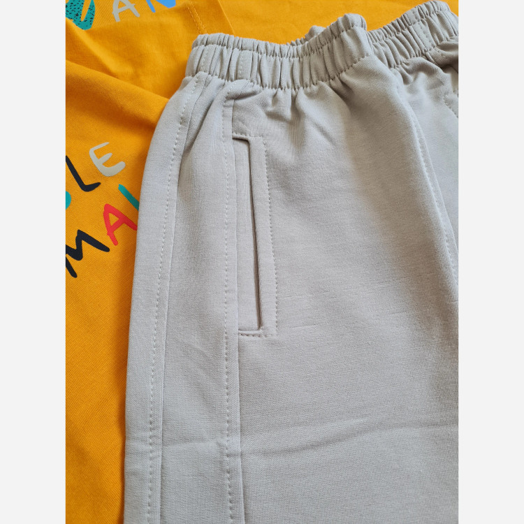 ست تیشرت شلوارک بچگانه طرح جنگل نارنجی پنبه دورس سایز 1 تا 7 سال