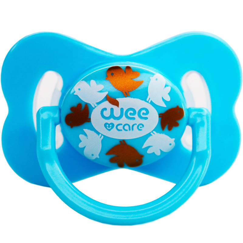 پستانک ارتودنسی وی کر مدل دربدار دسته دار مات چاپدار پروانه ای سایز 12 ماه کد P126