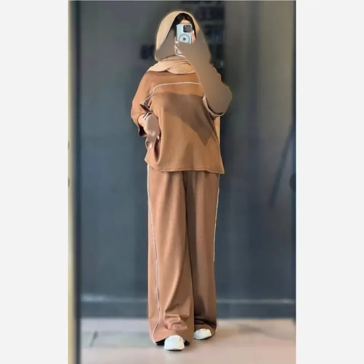 ست تیشرت و شلوار پنبه کبریتی فری سایز رنگ بندی متنوع