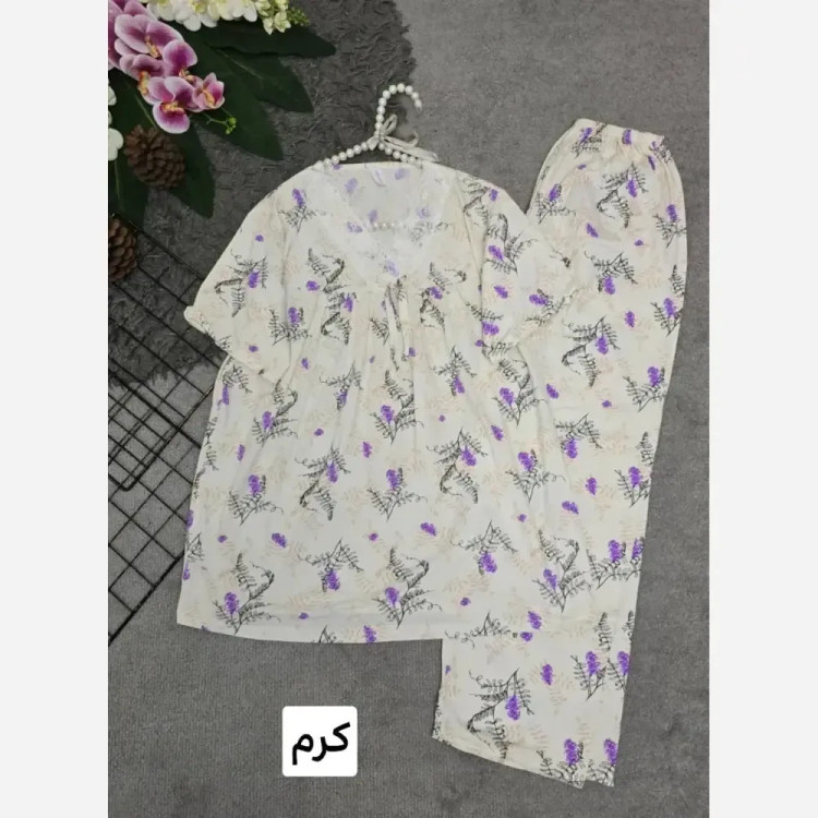 ست تیشرت و شلوار وارداتی گیاهی خنک فری سایز 36 تا 46