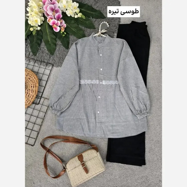 شومیز نخی تایوانی خنک تابستانه مدل آزاده فری سایز