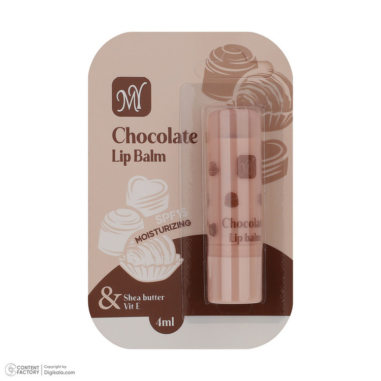 بالم لب مای مدل CHOCOLATE مخصوص بانوان، مرطوبکننده و حاوی کره کاکائو و ویتامینهای تقویتی، مناسب پوست لب معمولی، با محفظه ماتیکی