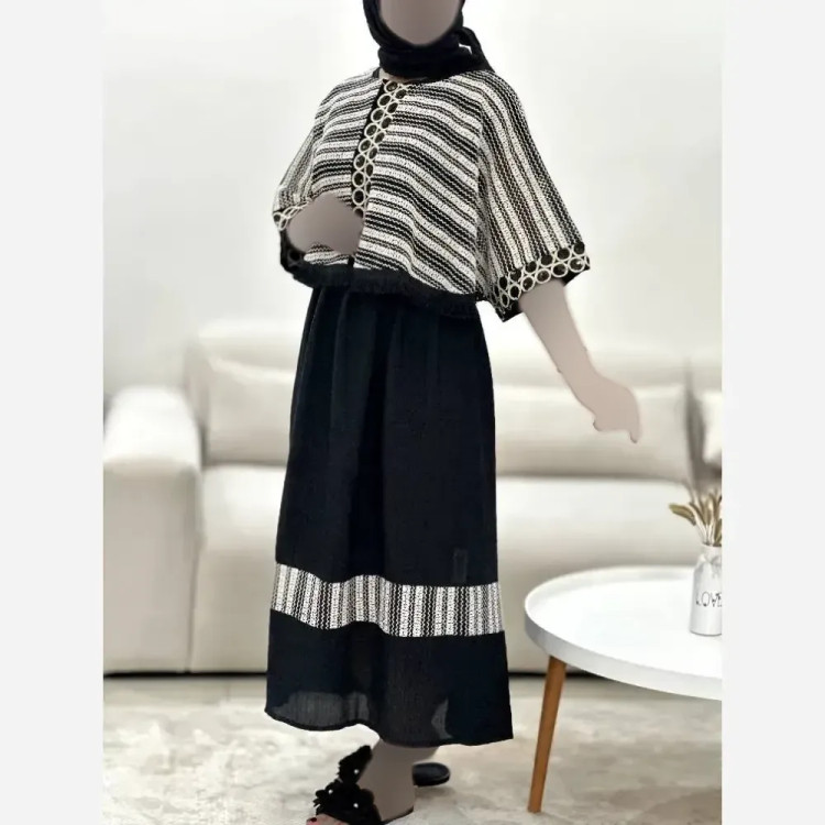 ست دو تکه زنانه رویه قلاب بافی و زیره الیزه فری سایز