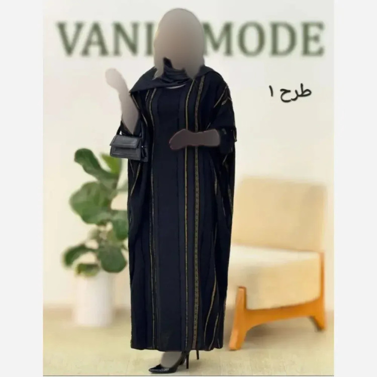 عبا زنانه کرپ ژاکارد نگین دار قد 130 فری سایز
