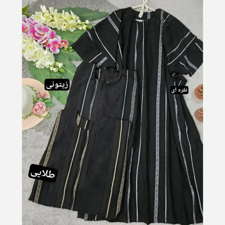 عبا زنانه کرپ ژاکارد نگین دار قد 130 فری سایز