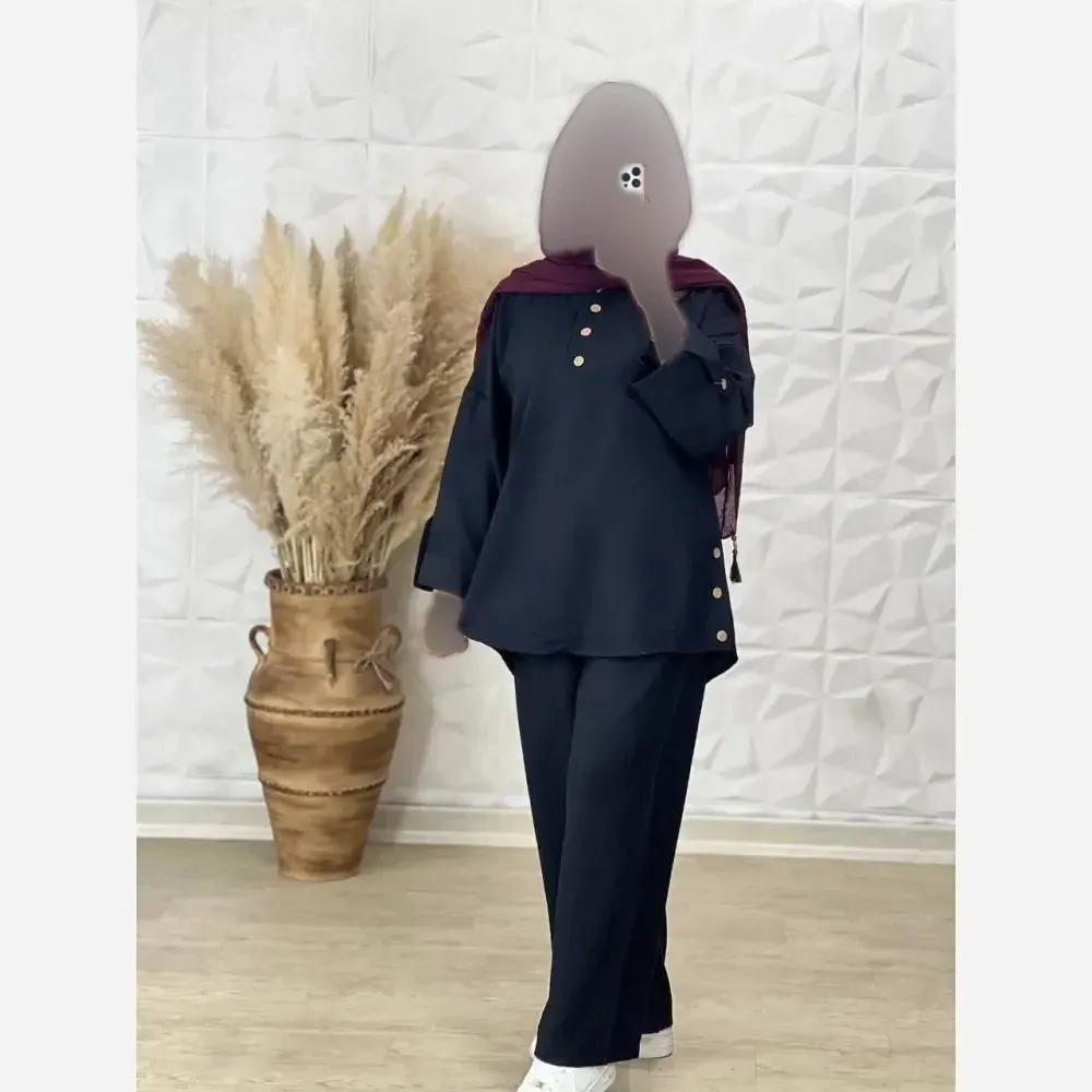 ست شومیز و شلوار زنانه مدل الناز جنس شانتون صوفیا رنگ سبز و نسکافه ای فری سایز