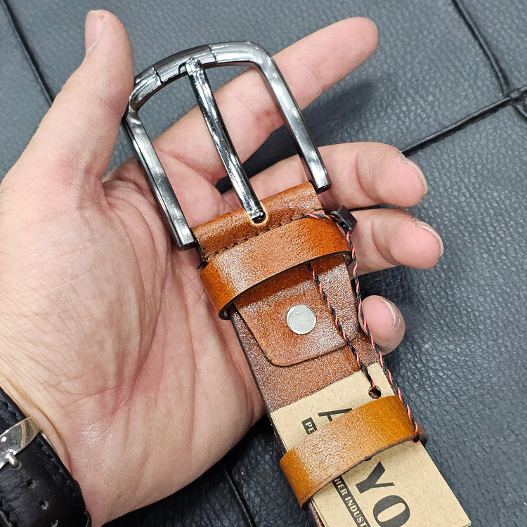کمربند چرم طبیعی گاوی زبانهدار 4 سانتیمتری طول 125 سانت