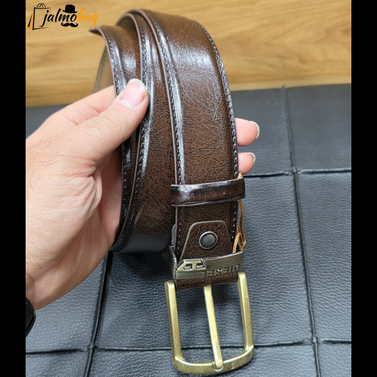 کمربند چرم صنعتی زبانه دار 4 سانت طول 125 سانتی متر سگک خارجی
