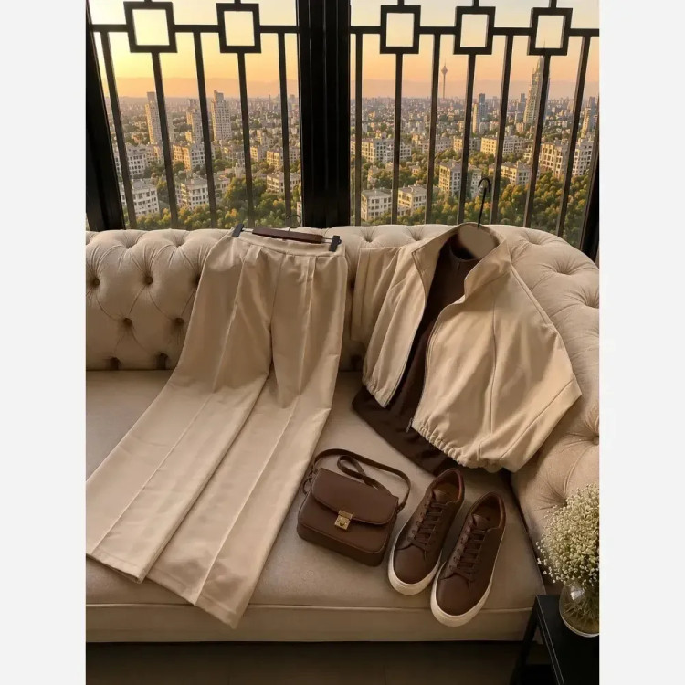 ست وست و شلوار زنانه کرپ مازراتی مدل آتنا