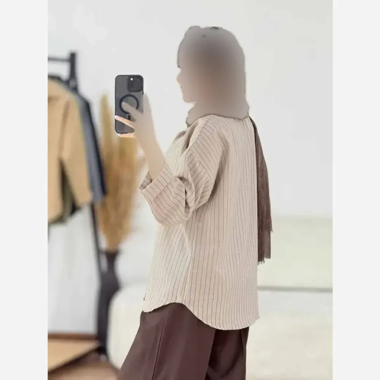 شومیز مانتویی تینا جنس پری سایز فری تا 48 رنگ سفید کرمی صورتی