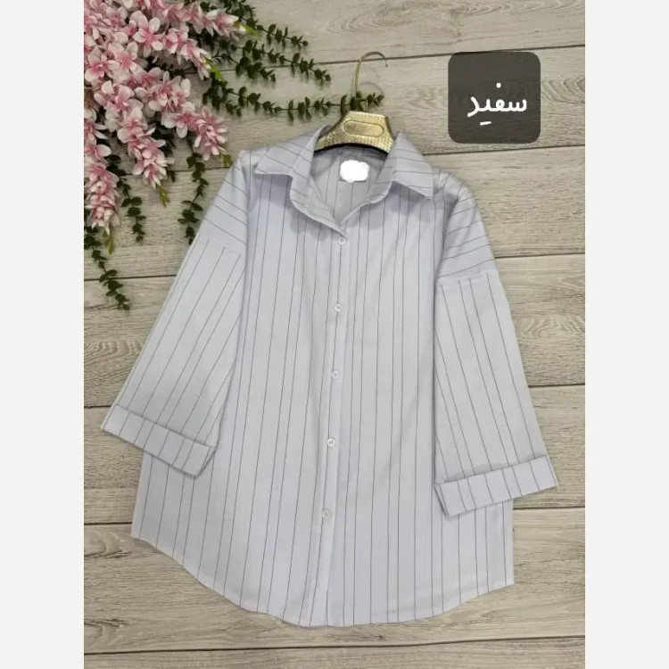 شومیز مانتویی تینا جنس پری سایز فری تا 48 رنگ سفید کرمی صورتی