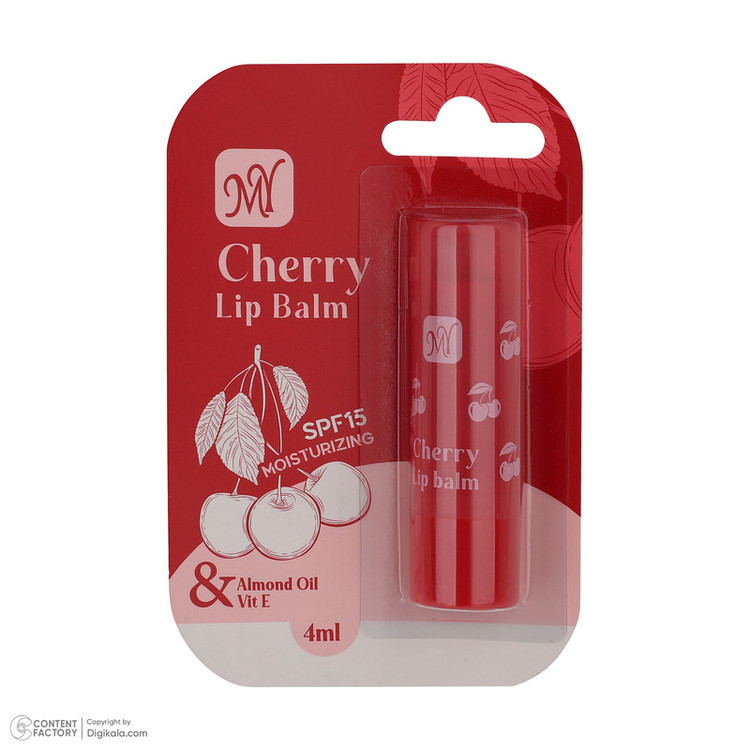 بالم لب ماتیکی بانوان مای مدل cherry حاوی ویتامینهای تقویتی و عصاره گیلاس، مرطوبکننده و سازگار با پوست لب معمولی