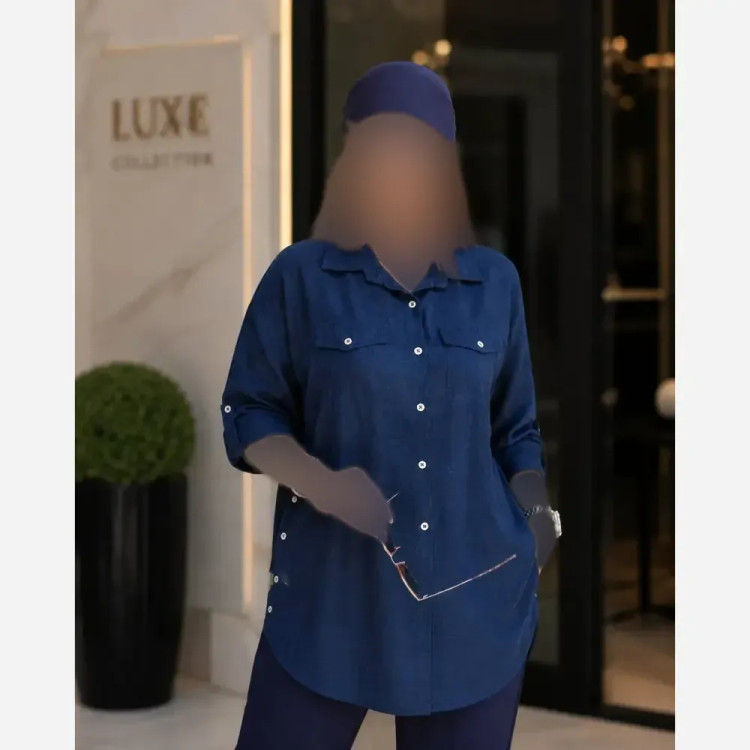 شومیز مانتویی شانتون نیلوفر فری سایز جلو دکمه دار