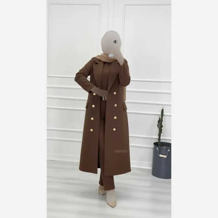 تونیک بلند کرپ مازراتی جیب دار فری سایز
