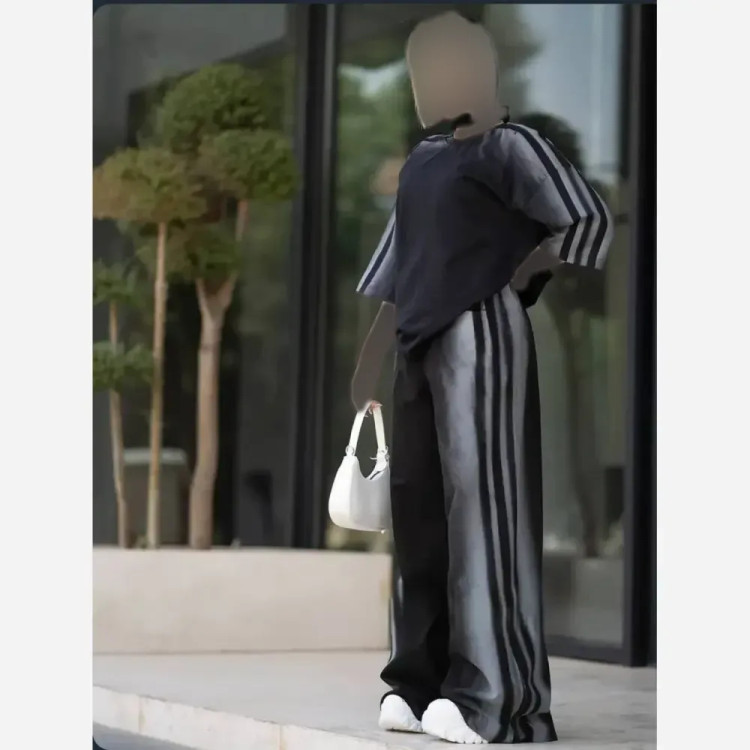 ست تیشرت و شلوار پنبه یک رو مشکی فری سایز زنانه