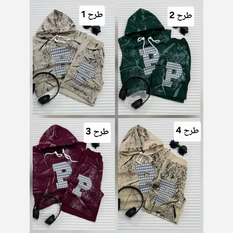 ست وست و شلوارک پاپا پنبه یکرو تیپ لاکرا سایز 45 طرح 1