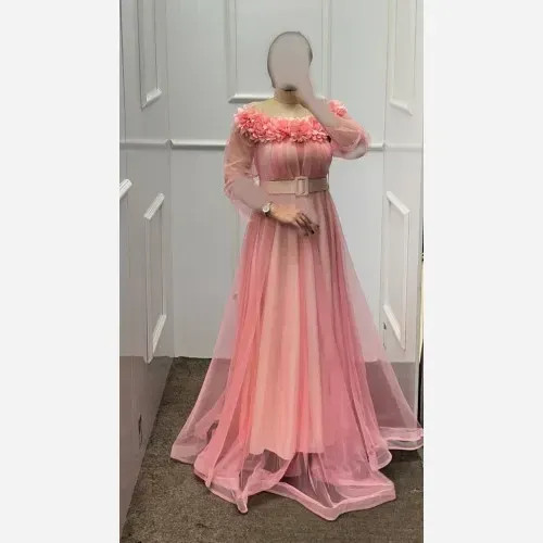 پیراهن بلند زنانه جنس تور کش کمربنددار رنگ بندی متنوع سایز 1 تا 5