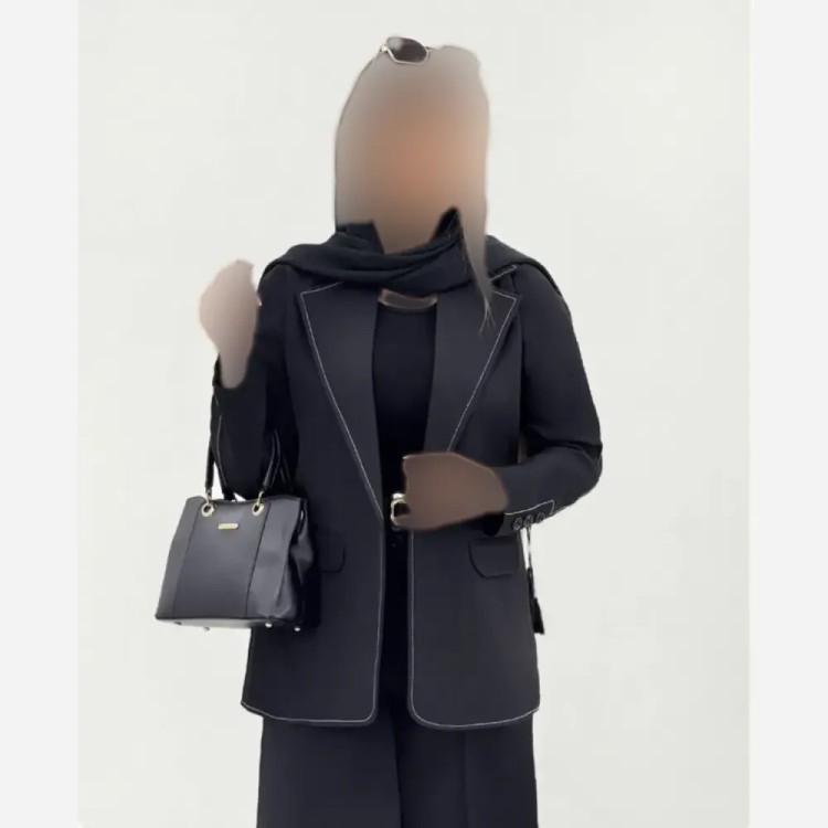 کت تک زنانه کرپ مازراتی مدل جیران رنگ مشکی و سفید