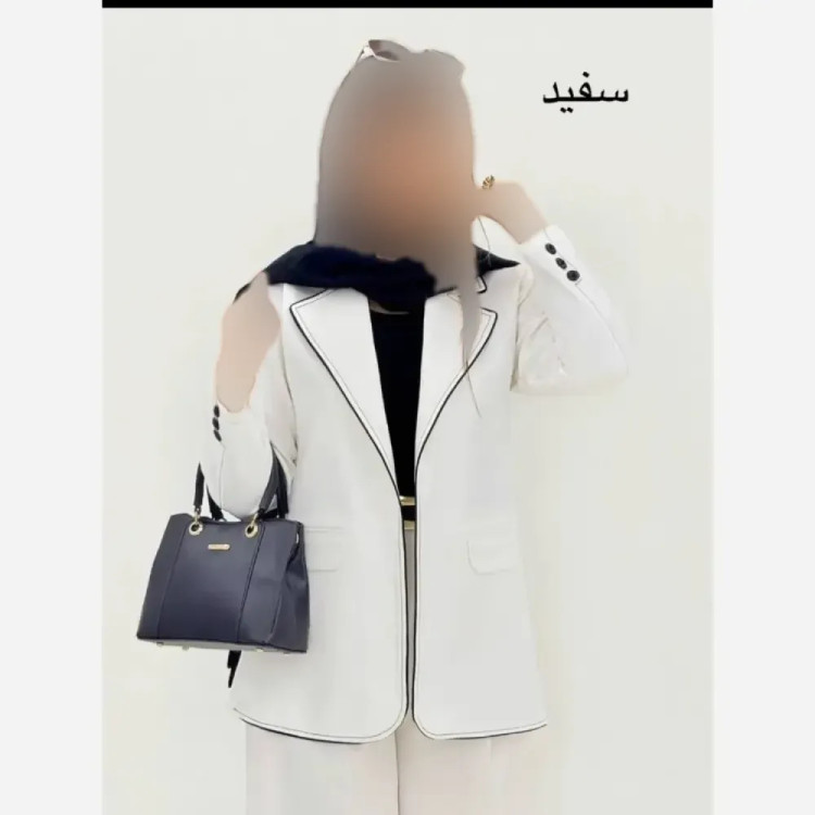کت تک زنانه کرپ مازراتی مدل جیران رنگ مشکی و سفید