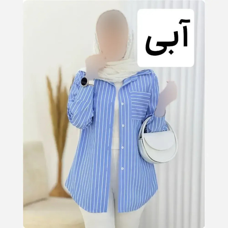 شومیز راه راه لینن دلوین جیبدار