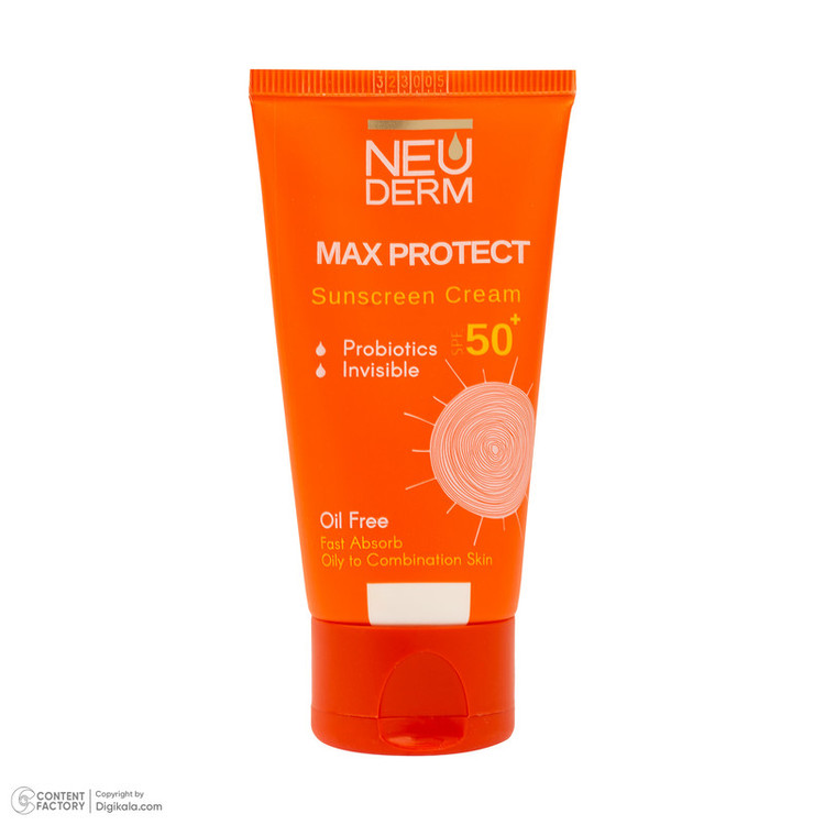 کرم ضد آفتاب بدون رنگ نئودرم SPF 50 مدل MAX PROTECTIVE مناسب پوستهای چرب و مختلط حجم 50 میلیلیتر