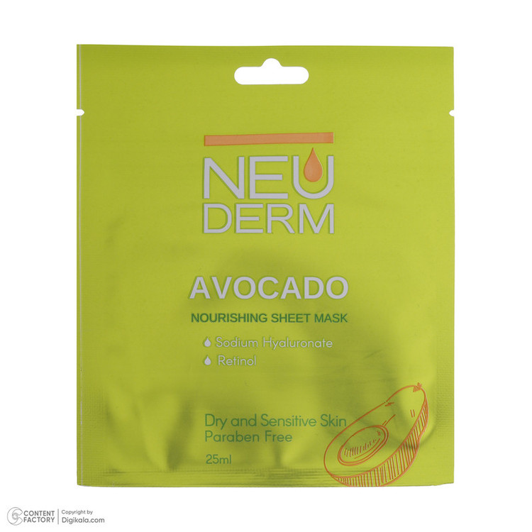 ماسک صورت نئودرم مدل Avocado حجم 25 میلی لیتر