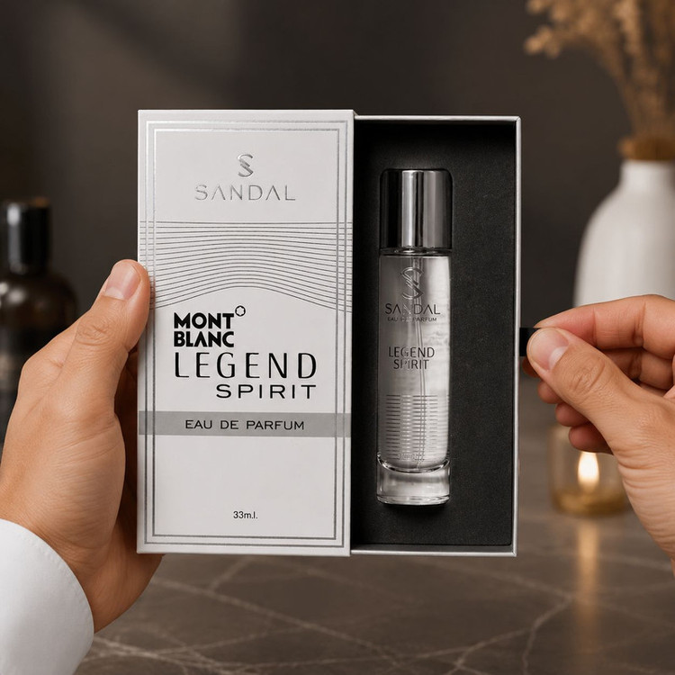 عطر جیبی مردانه صندل مدل لجند اسپریت با رایحه خنک حجم 33 میلی لیتر